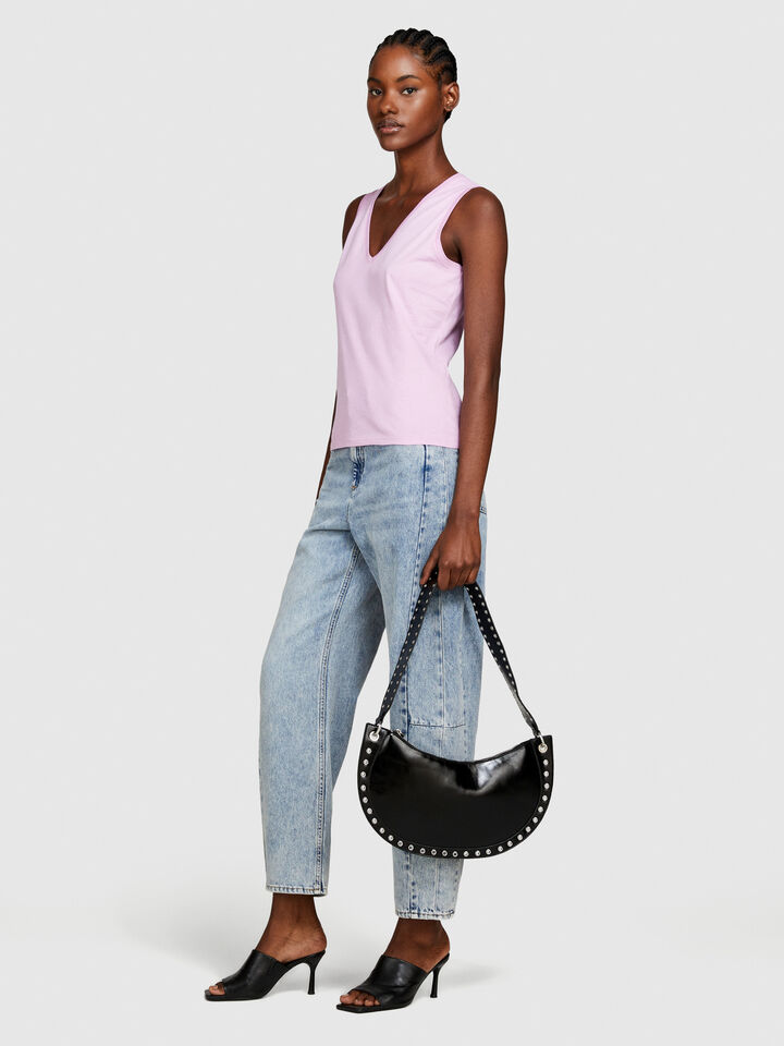 Tank top in 100% cotton - women's tops - Soft Pink | Sisley image number 2